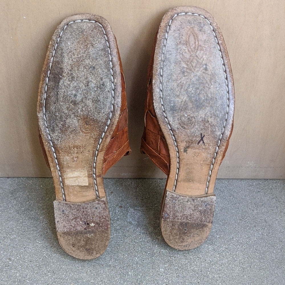 ❤️ Free People Italian Leather Maya Woven Mules Brown sz. 37 - Picture 9 of 12